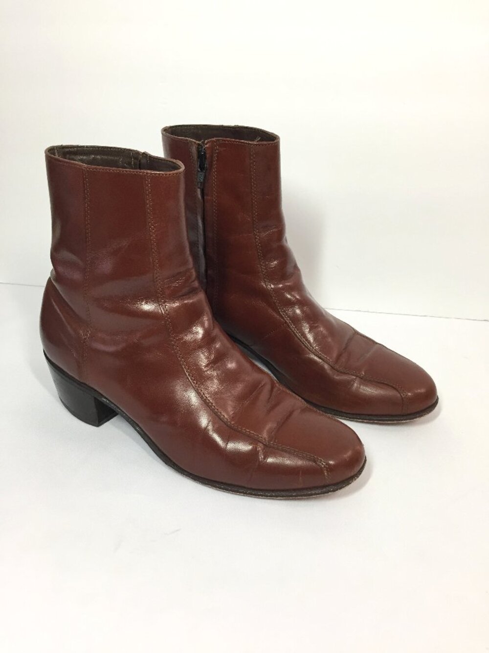 Florsheim Duke Boots Size 8.5 D Leather Brown Cognac Bike Toe